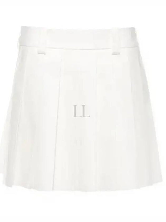 Mini Cotton Pleated Skirt White - MIU MIU - BALAAN 2