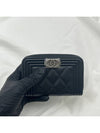 Boy Vintage Silver Hardware Quilted Caviar Zipper Card Wallet Black - CHANEL - BALAAN 10