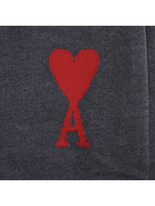 Big Heart Logo Wool Knit Top Grey - AMI - BALAAN 4