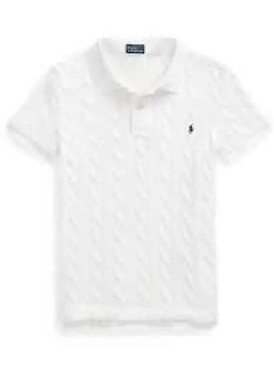 Points W Slim Fit Cable Knit Shirt White - POLO RALPH LAUREN - BALAAN 1