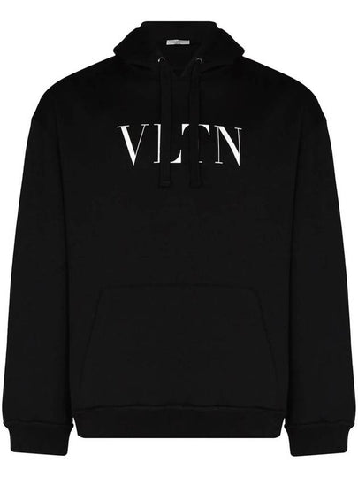 Logo Print Drawstring Hoodie Black - VALENTINO - BALAAN 2