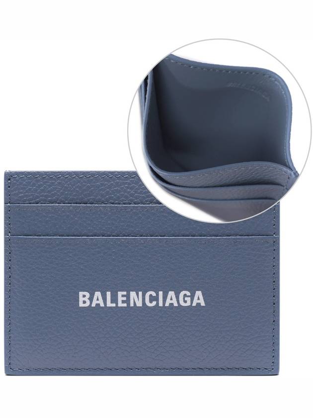 Logo Calfskin Card Wallet Blue - BALENCIAGA - BALAAN 3