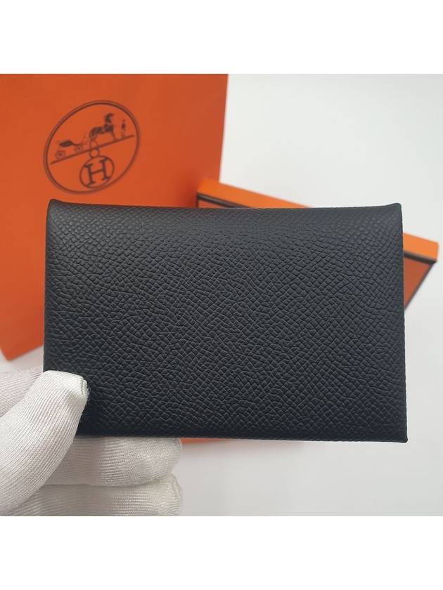 Calvi Absong Palladium Hardware Card Wallet Black - HERMES - BALAAN 4