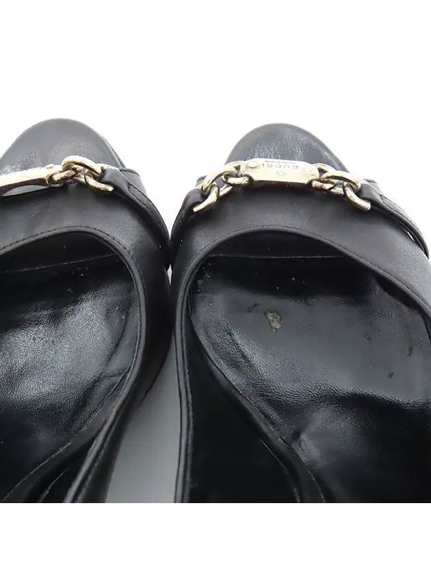 317028 Black leather silver decoration women s open toe heel shoes 36 235MM - GUCCI - BALAAN 6