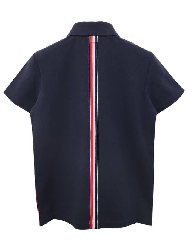 Classic Pique Center Back Stripe Relaxed Fit Short Sleeve Polo Shirt Navy - THOM BROWNE - BALAAN 4