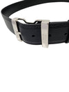 Women s 2CM185 Lettering Silver Buckle Black Leather Men Belt - PRADA - BALAAN 3