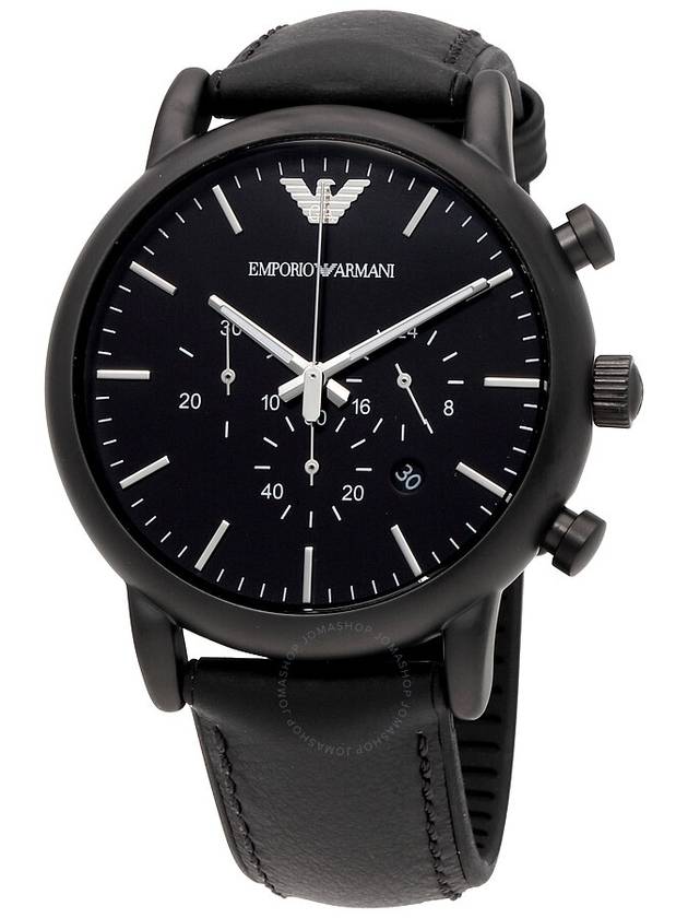 Men's Luigi Leather Watch Black - EMPORIO ARMANI - BALAAN 2