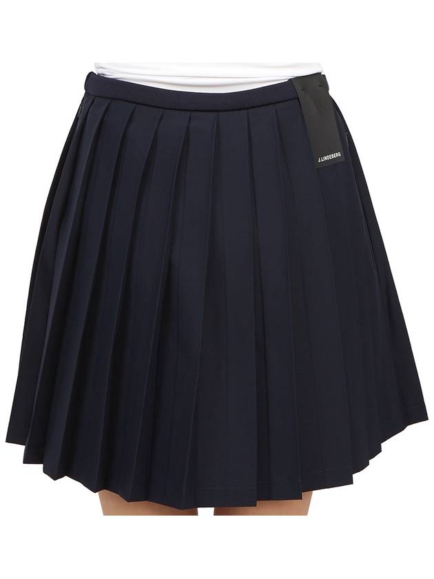 Women's SIERRA Pleated Skirt Navy - J.LINDEBERG - BALAAN 8