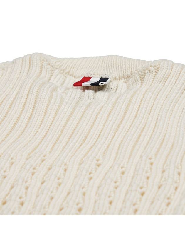 4 Bar Pointelle Knit Top White - THOM BROWNE - BALAAN 8