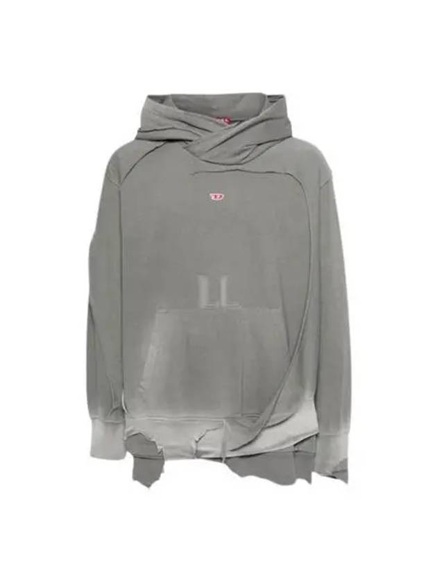 S-Strahoop Distressed Effect Hoodie Grey - DIESEL - BALAAN 2