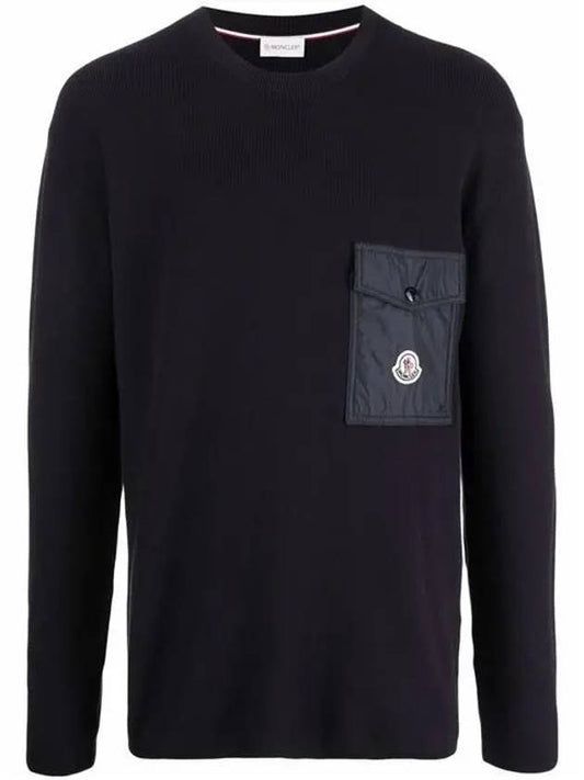 Logo Patch Pocket Knit Top Navy - MONCLER - BALAAN 2