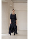 square neck three-quarter sleeve unbalanced long dress - CAHIERS - BALAAN 3