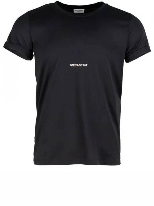 Men's Small Logo Short Sleeve T-Shirt Black - SAINT LAURENT - BALAAN 2