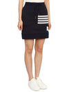 Double Face 4 Bar Knit Mini A Line Skirt Navy - THOM BROWNE - BALAAN 4