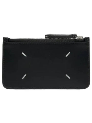 Stitched Zipper Card Case Black Wallet - MAISON MARGIELA - BALAAN 1