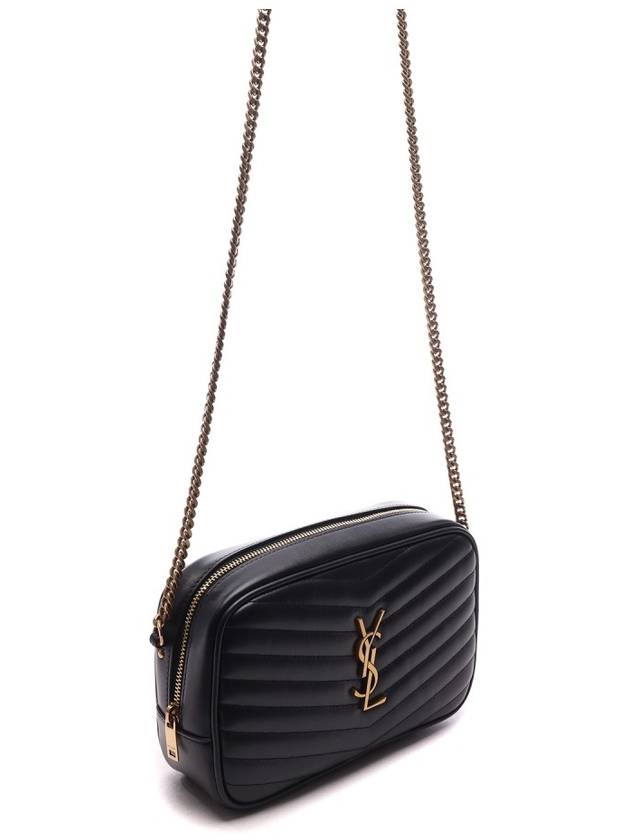 Lou Small Leather Cross Bag Black - SAINT LAURENT - BALAAN 4