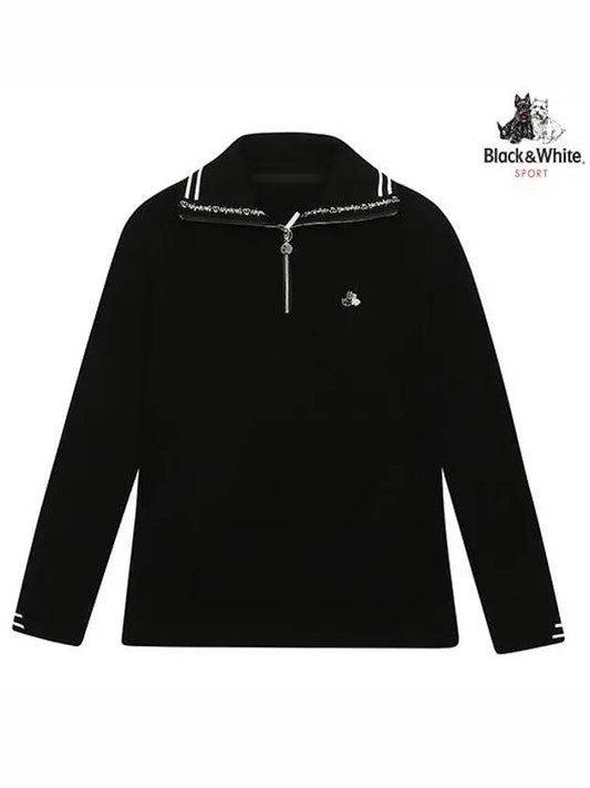 Women’s Sailor Half Zip Up Long Sleeve T-Shirt 9122LXLRBLACK - BLACK&WHITE - BALAAN 1