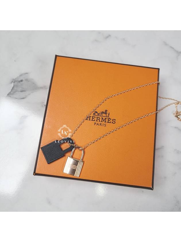 O'Kelly Small Pendant Rose Gold Necklace Noir - HERMES - BALAAN.