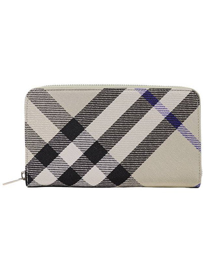 Check Zip Around Half Wallet Lichen - BURBERRY - BALAAN 2