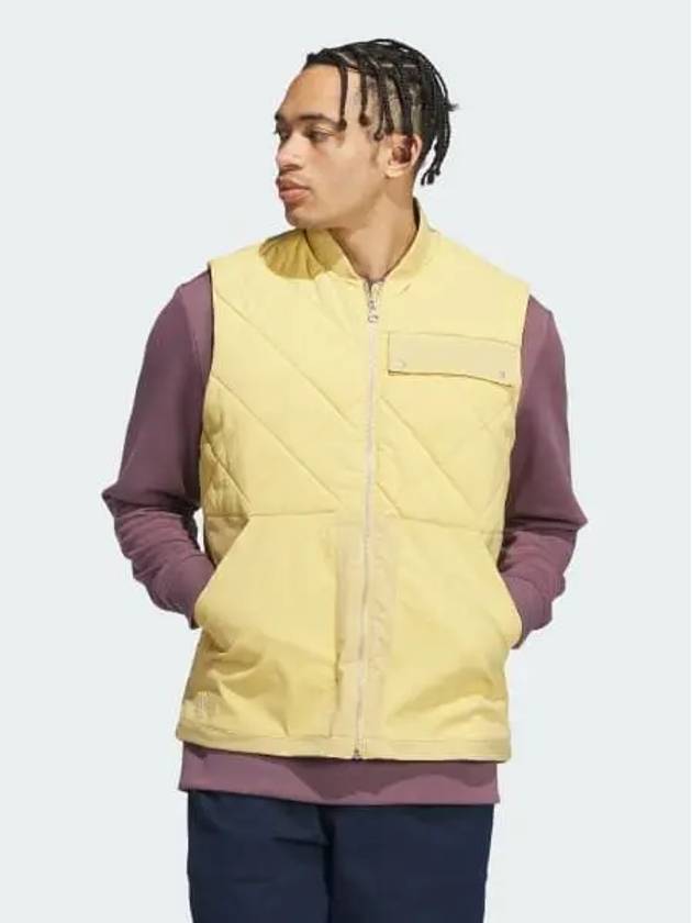 Gotu Quilted DWR Full Zip Vest Men s Golf Oat IT2360 696952 - ADIDAS - BALAAN 1