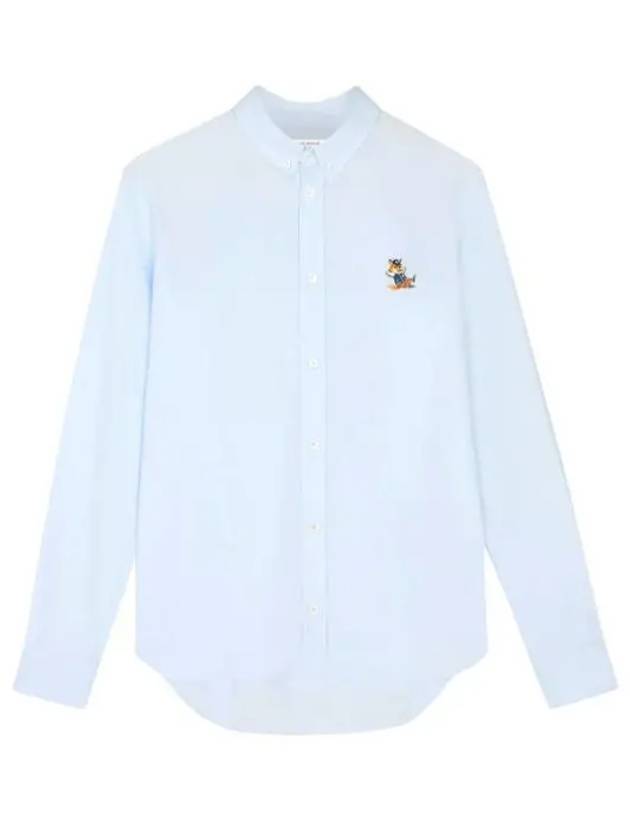 Dressed Fox Patch Relaxed Long Sleeve Shirt Light Blue - MAISON KITSUNE - BALAAN 2