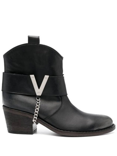 Texan Ankle Boots In Black Leather Woman - VIA ROMA 15 - BALAAN 1