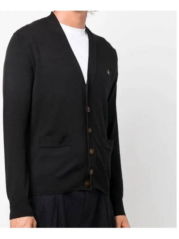 ORB Embroidery Logo V Neck Cardigan Black - VIVIENNE WESTWOOD - BALAAN 3