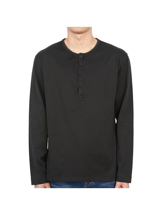 Henley Long Sleeve T-Shirt Black - TEN C - BALAAN 1