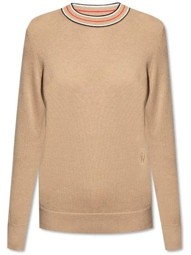 Striped Detail Cashmere Knit Top Beige - BURBERRY - BALAAN 1