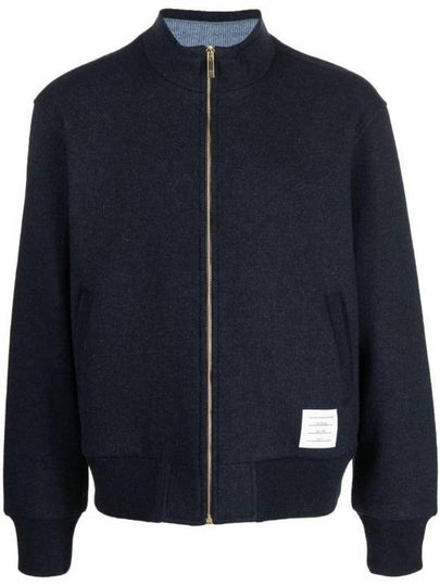 Funnel Neck Zip-Up Jacket Navy - THOM BROWNE - BALAAN 2