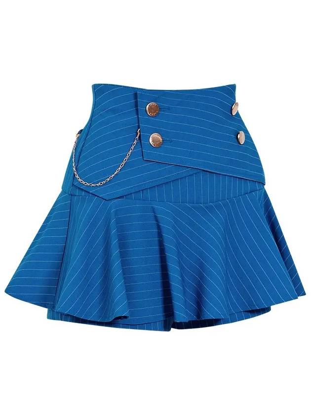 Women s Golf Wear Double Button Stripe Culotte Pants Blue - J JANE - BALAAN 3