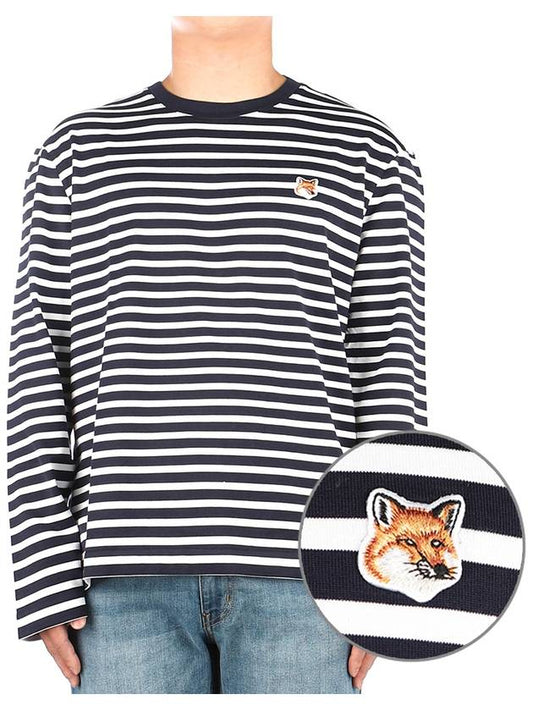 Fox Head Patch Regular Marin Long Sleeve T Shirt Navy Stripes - MAISON KITSUNE - BALAAN 2