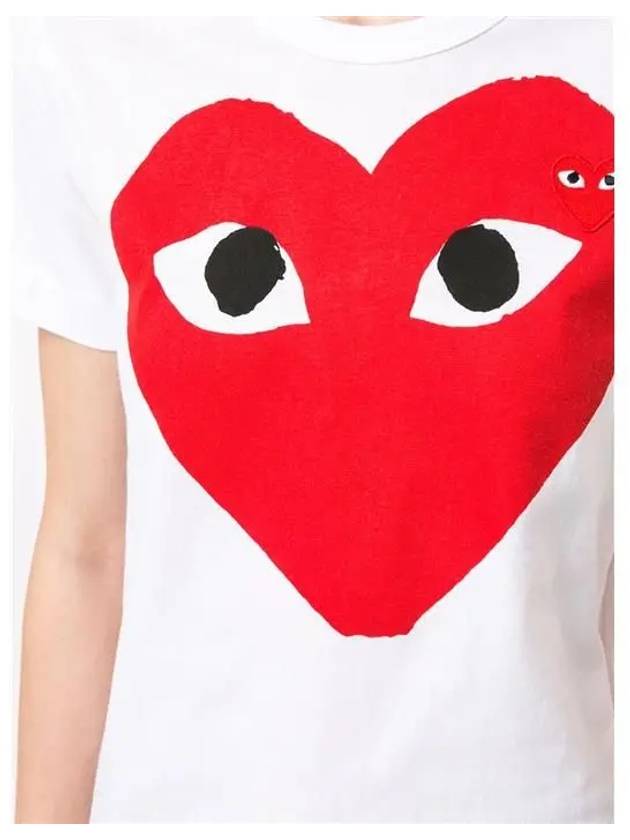 Play AZ T025 Red Double Heart Logo Short Sleeve T Shirt - COMME DES GARCONS - BALAAN 2