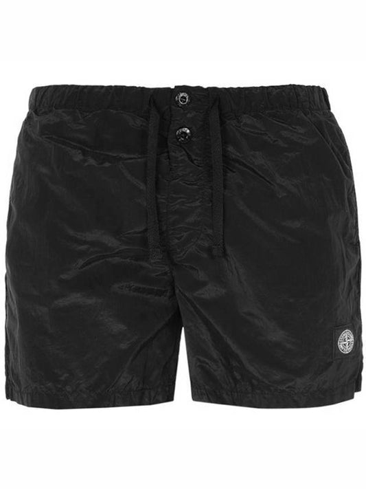 Logo Patch Swim Shorts Black - STONE ISLAND - BALAAN.