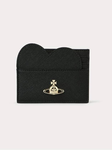 Heart Saffiano Card Wallet Card Holder Black Gold - VIVIENNE WESTWOOD - BALAAN 1