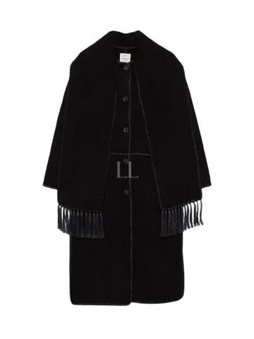 Embroidered scarf coat black 244WRO0131FB0292001 - TOTEME - BALAAN 1