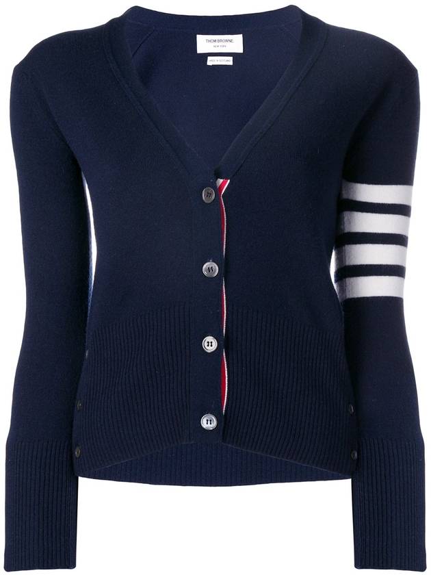 4-Bar V-Neck Cashmere Cardigan Navy - THOM BROWNE - BALAAN 2