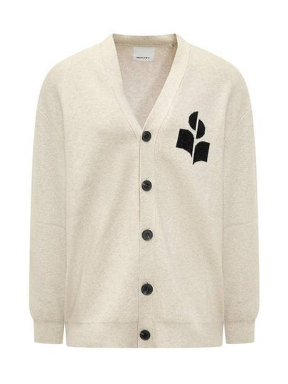 Men's Logo Intarsia Cardigan Beige - ISABEL MARANT - BALAAN 2