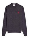 Men's Mini Heart Logo Merino Wool Knit Top Grey - AMI - BALAAN 2