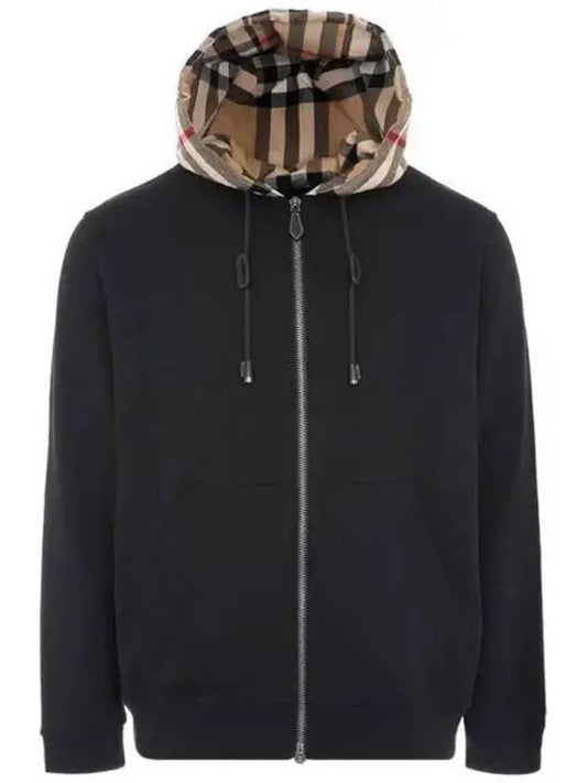 Check blend black hooded zip up 271397 - BURBERRY - BALAAN 1