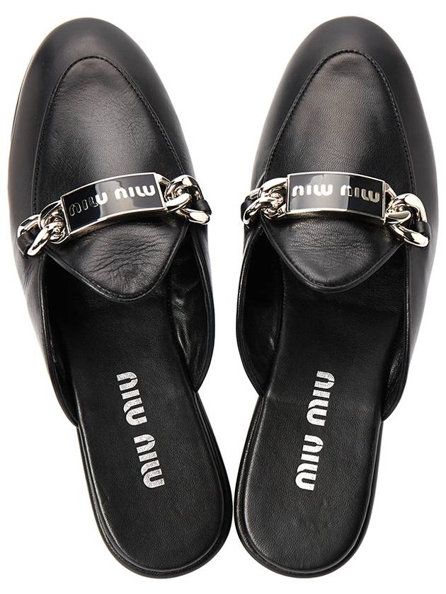 Logo Leather Bloafers Black - MIU MIU - BALAAN 3