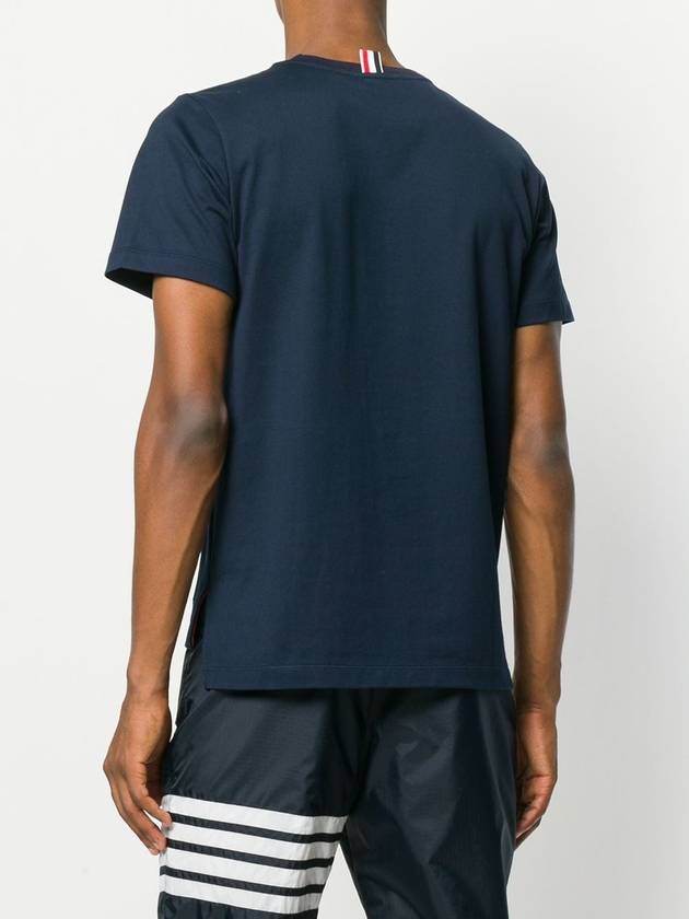 Men's Side Slit Relaxed Short Sleeve T-Shirt Navy - THOM BROWNE - BALAAN 5