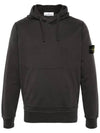 Logo Patch Drawstring Hoodie Charcoal - STONE ISLAND - BALAAN 2