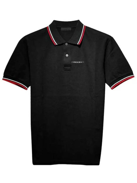 Logo Patch Polo Shirt Black - PRADA - BALAAN 2