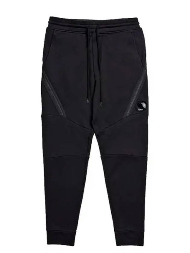 Diagonal Raised Fleece Zipped Track Pants Black - CP COMPANY - BALAAN 2