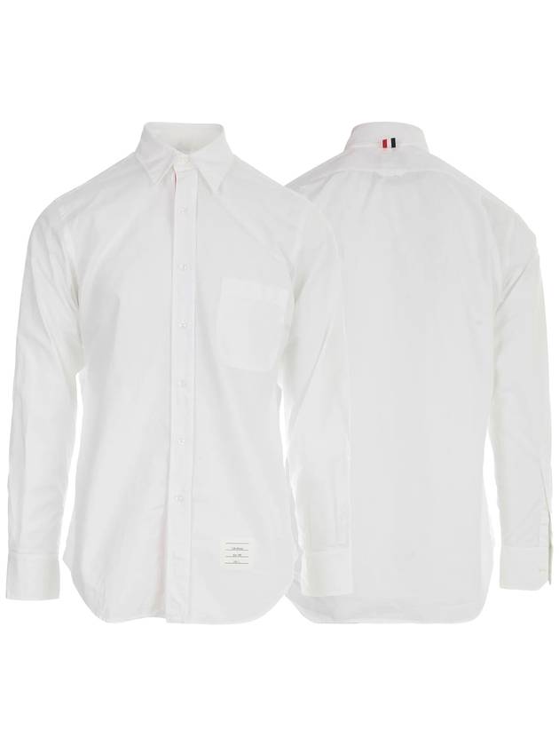 Men's Grosgrain Placket Solid Poplin Long Sleeve Shirt White - THOM BROWNE - BALAAN 2