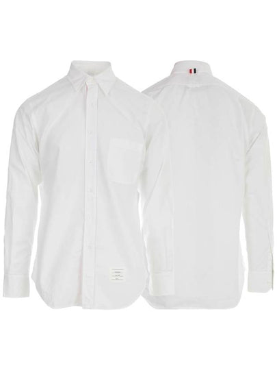 Men's Grosgrain Placket Solid Poplin Long Sleeve Shirt White - THOM BROWNE - BALAAN 2