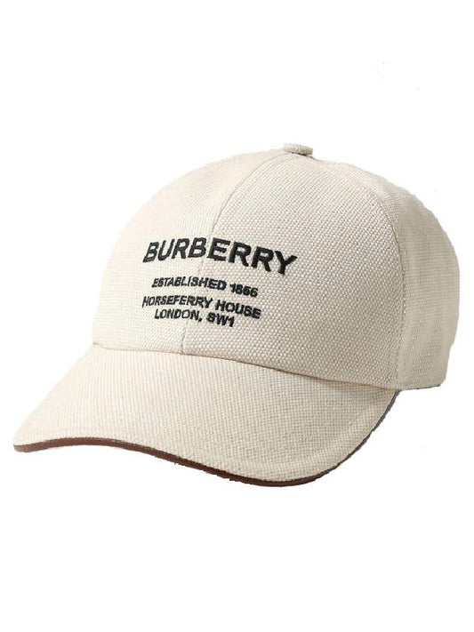 Horseferry Motif Cotton Canvas Ball Cap Natural - BURBERRY - BALAAN 2