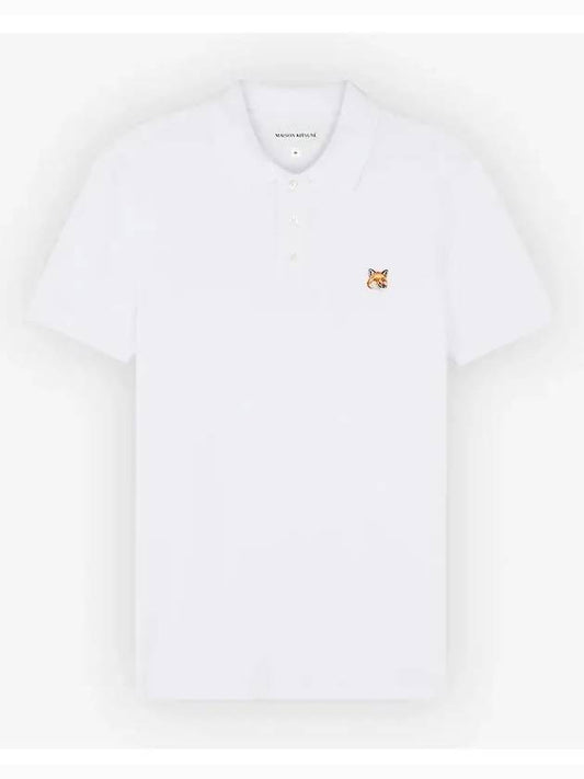 Fox Head Patch Cotton Polo Shirt White - MAISON KITSUNE - BALAAN 2