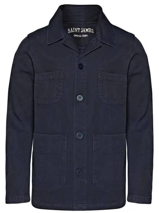 Men's Sirocco II Fisherman Button Cotton Canvas Jacket Marine - SAINT JAMES - BALAAN 1